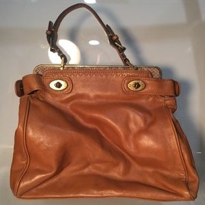 Talbots British Tan Leather Handbag w/ Snake Print